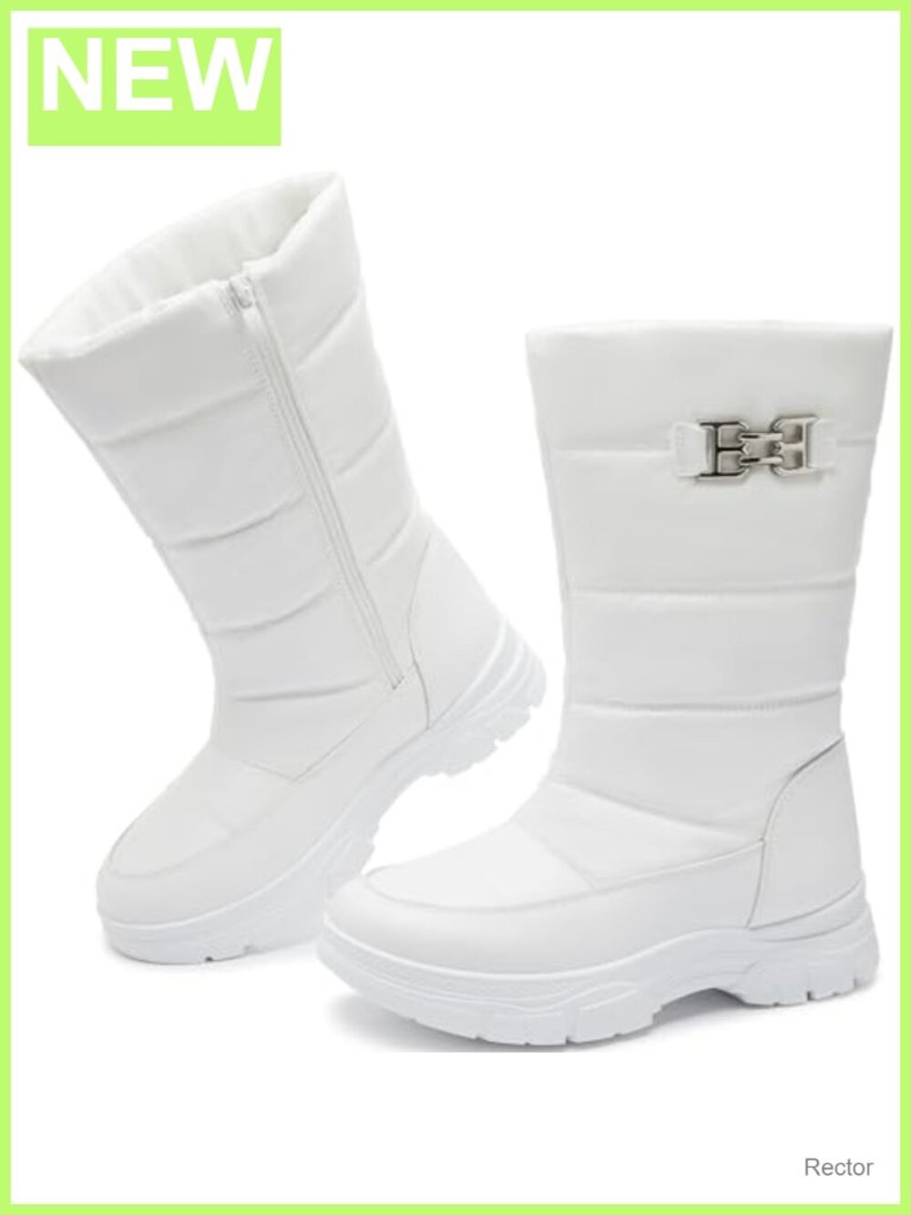Women's Mid Calf Winter Snow Boots Waterproof Faux Leather Zip